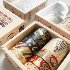 Christmas Gold Foil Washi Tape Set - 8 Rolls Decorative Tape for Journaling & Scrapbooking