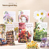 Vintage Garden Stairs & Street Lamp Stickers - Retro Pathway Scenery | Waterproof Journal Scene Building Pack