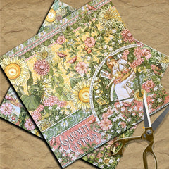 Vintage Goddess Garden Paper Pad - 12 Sheets Floral Botanical Figures Scrapbook Decorative Paper