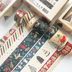 Christmas Gold Foil Washi Tape Set - 8 Rolls Decorative Tape for Journaling & Scrapbooking