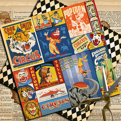 Vintage Fairy Tale Circus Paper Pad - 20 Sheets Retro Character Animal Scrapbook Paper