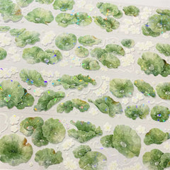 Dewdrop Lotus Leaf PET Tape Dewdrop Lotus Leaf PET Tape | Iridescent Floral Scenery Sticker