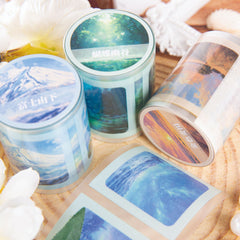 Die-Cut Four Seasons PET Tape - Matte Landscape Corner Stickers (6 Designs)