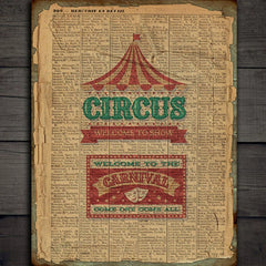 Vintage Circus Paper Pad - 4 Large Sheets 5.5" x 7.5" Retro Ephemera Scrapbook Decorative Paper