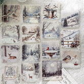 Snow Realm Poetry Sticker Pack - Winter Landscape Decorative Stickers for Journaling (15 Sheets, 6 Designs)
