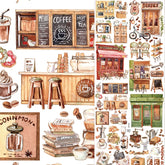 Coffee Shop PET Tape - Vintage Cafe Scene Decorative Stickers for Journaling