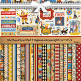 Vintage Fairy Tale Circus Paper Pad - 20 Sheets Retro Character Animal Scrapbook Paper