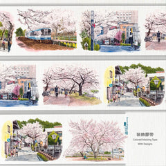Pink Floral Fragrance PET Tape The Color of Cherry Blossoms PET Tape | Japanese Spring Scenery