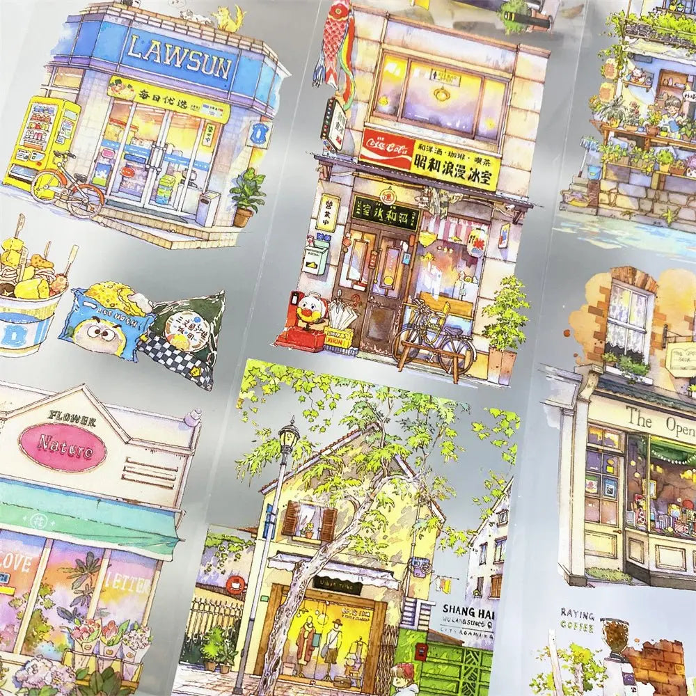 Shanghai Street Shop PET Tape Shanghai Street Shop PET Tape | Urban Scenery for Journaling