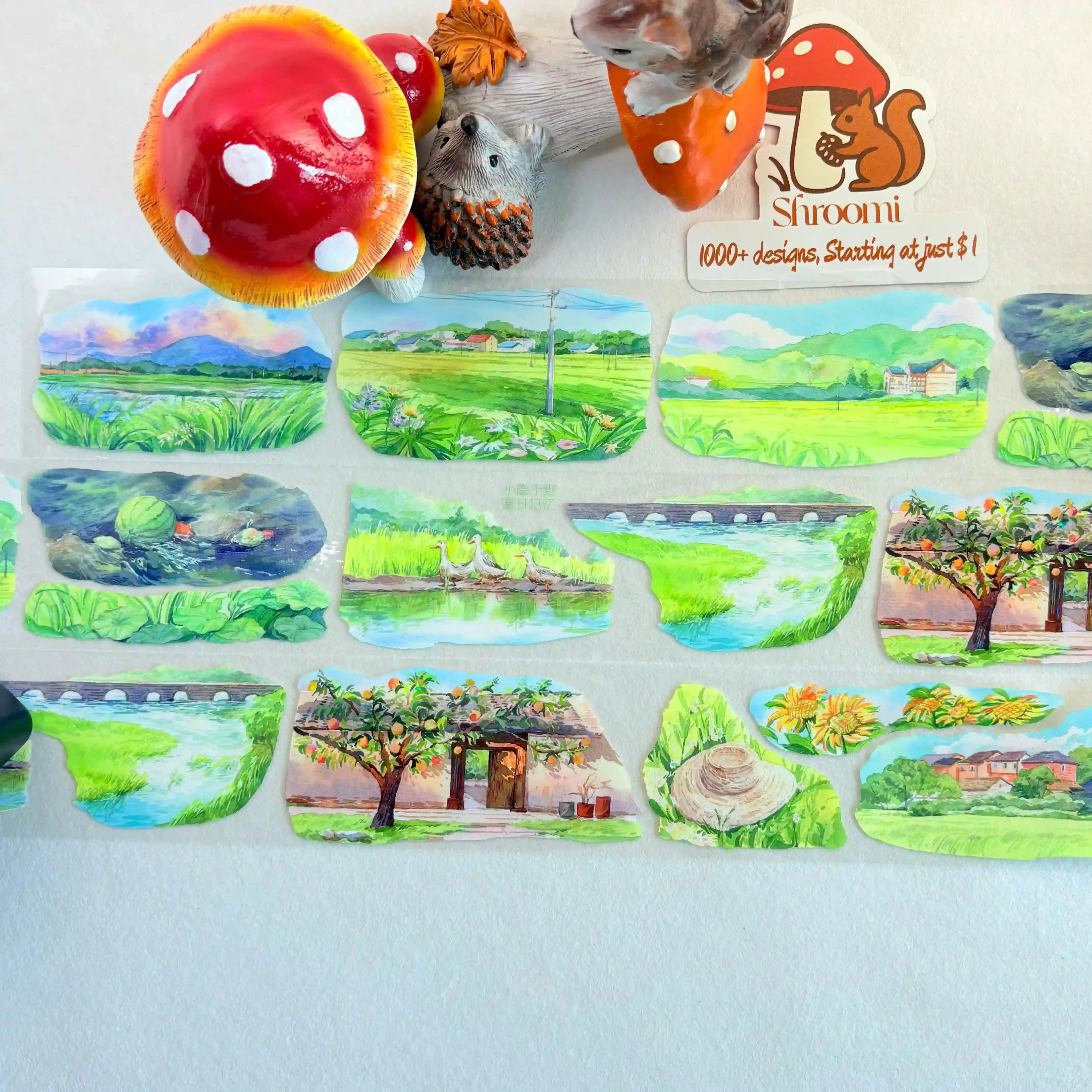 Summer Memories PET Tape Summer Memories Shell Gloss Tape | Nostalgic Countryside Scenery