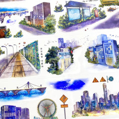 Urban Cityscape PET Tape Urban Cityscape PET Tape | Night Scene & Skyline Scenery Sticker