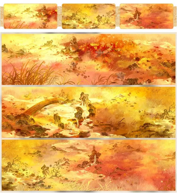 Decorative tape with autumn landscape, stone bridge, and pagoda by Shroomi