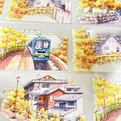 Autumn Suburban Railway PET Tape Autumn Suburban Railway PET Tape | Fall Train Scenery Sticker