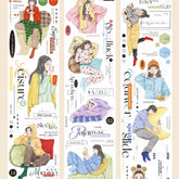 Decorative tape with illustrations of women enjoying cozy autumn and winter activities | Shroomi