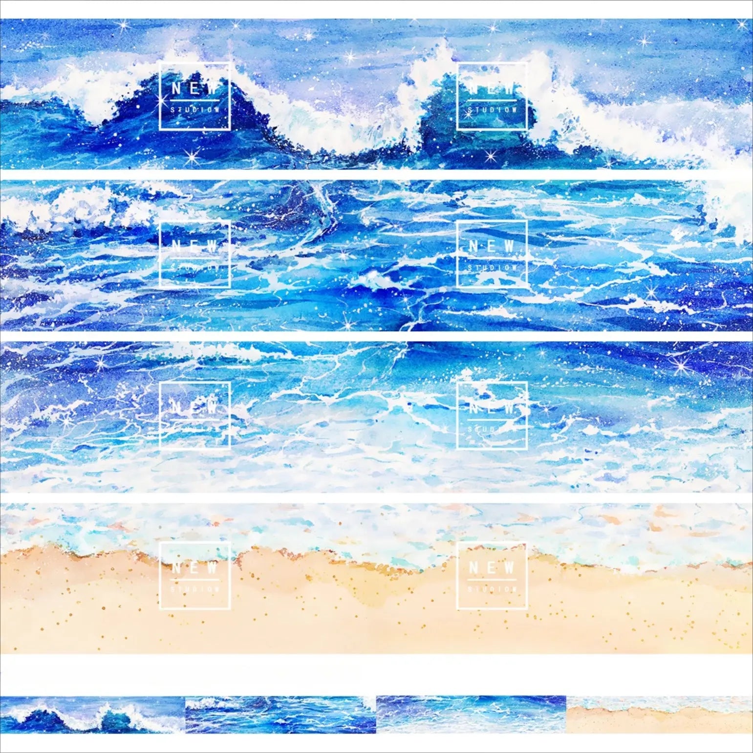 Ocean Wave Series Tape Ocean Wave Washi Tape | Blue Sea Decorative Tape for Crafts