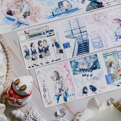 Sakura Campus Character PET Tape Sakura Anime Girl PET Tape | Japanese Style Journaling Sticker