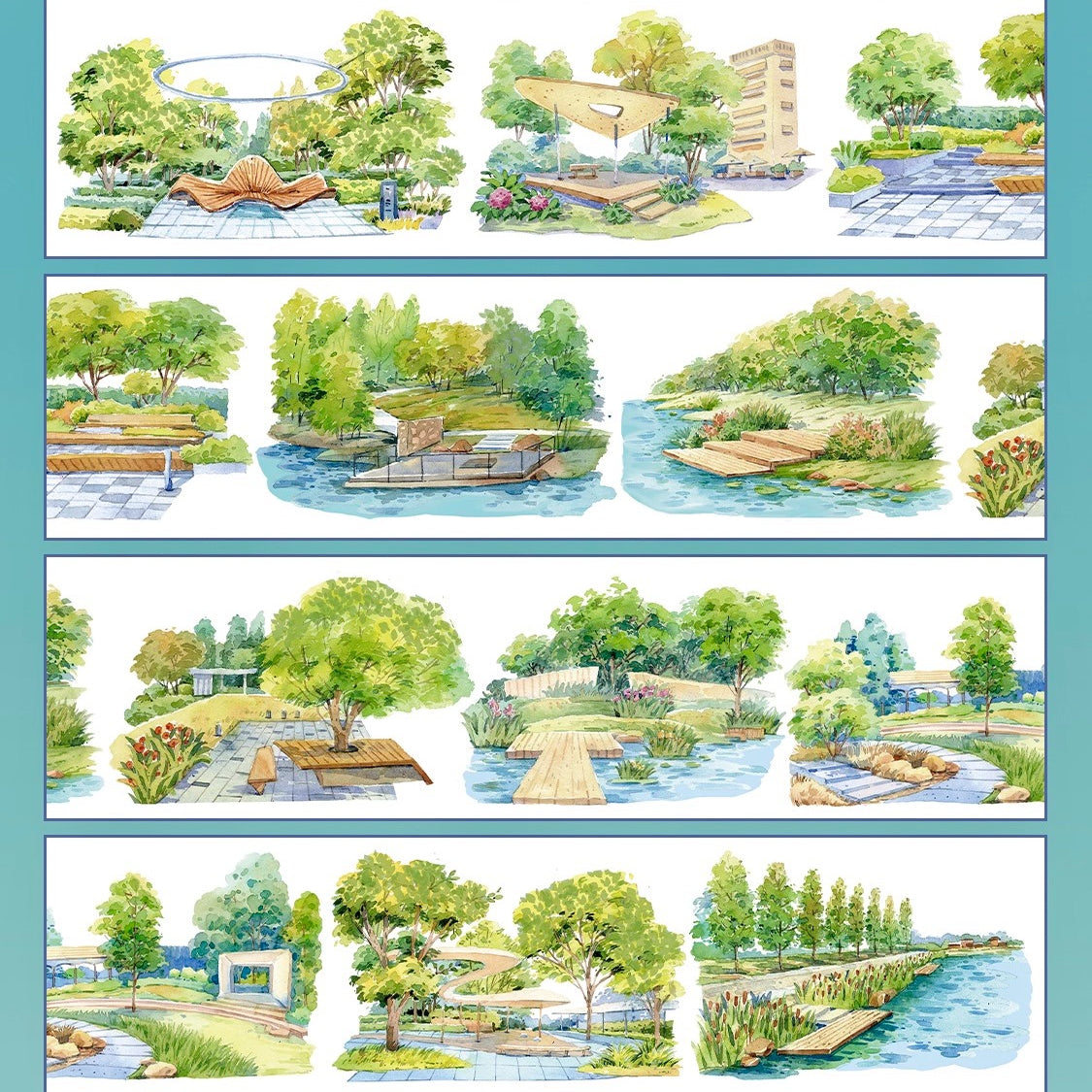 Spring Corner Scenery PET Tape Spring Corner Scenery PET Tape | Peaceful Park & Lake Views
