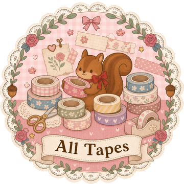 Shroomi cartoon squirrel holding tape roll with nature designs for journaling