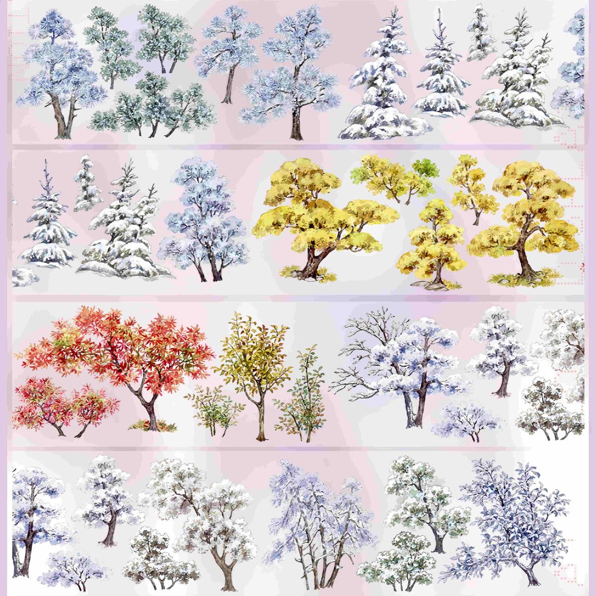 Design from the 10-piece Autumn Campus & Meadow Collection decorative tape, featuring an autumn nature motif