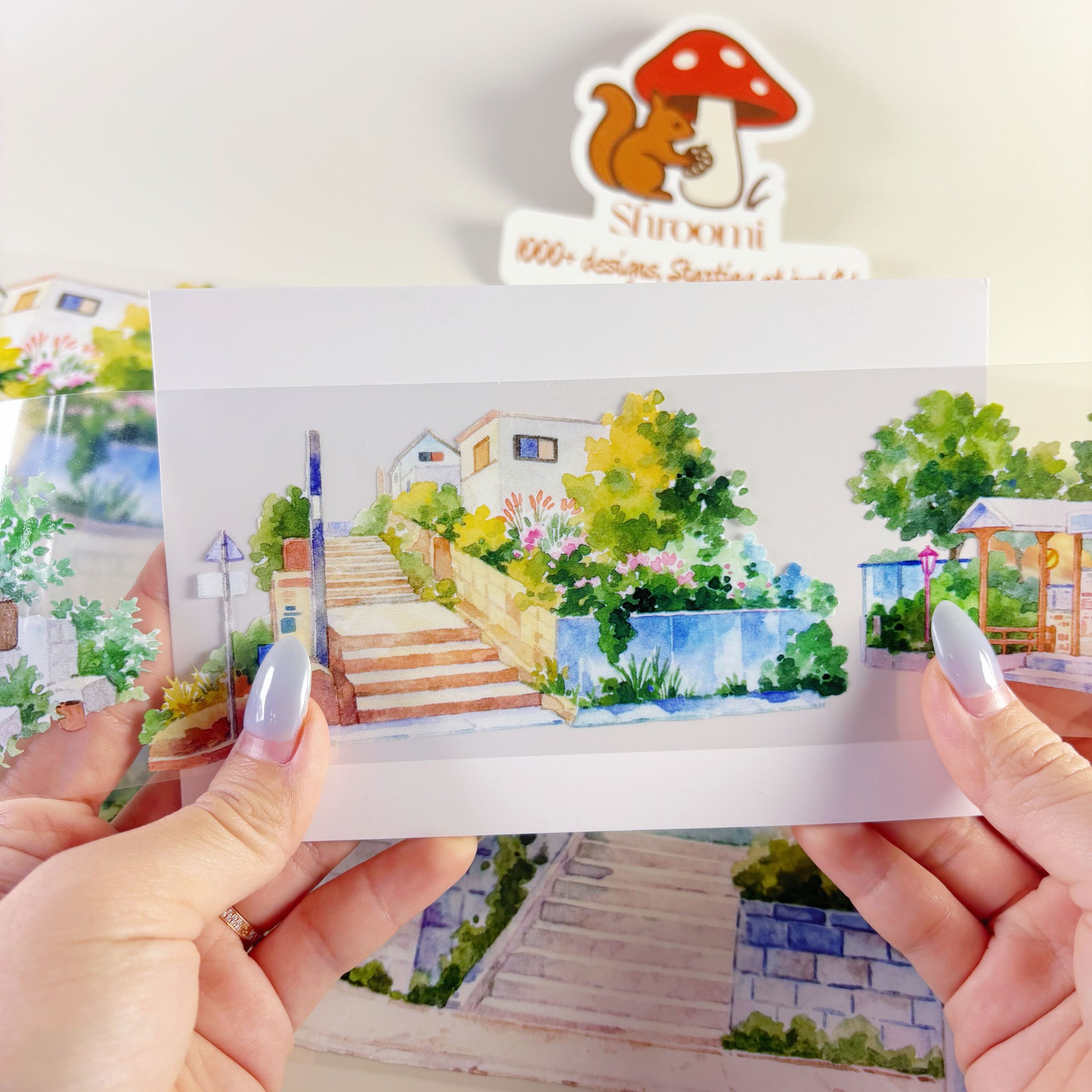 Stairway Garden PET Tape Charming Stairway Garden PET Tape | Decorative Greenery Steps Washi Tape | Aesthetic Urban Scenery Planner Tape