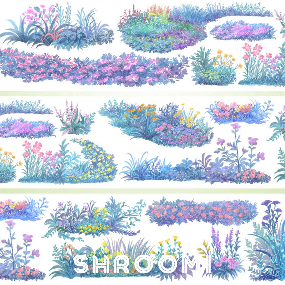 Little Blossom Field – Day & Night PET Tape Little Blossom Field Washi Tape – Day & Night Floral Scenery Tape for Journaling & Diorama Design