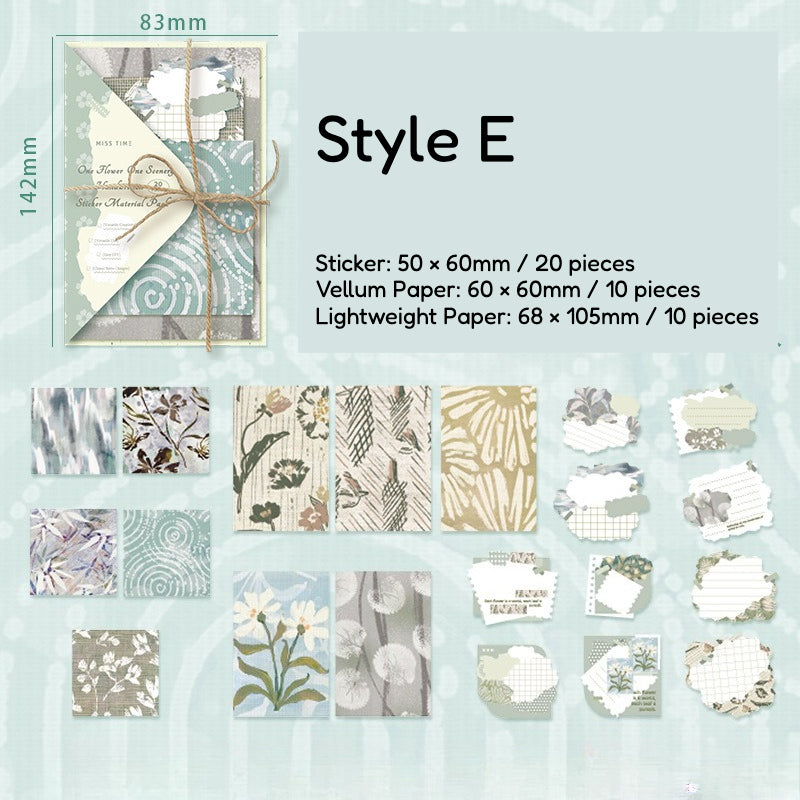 Dreamy floral sticker pack with soft flower and scenery designs