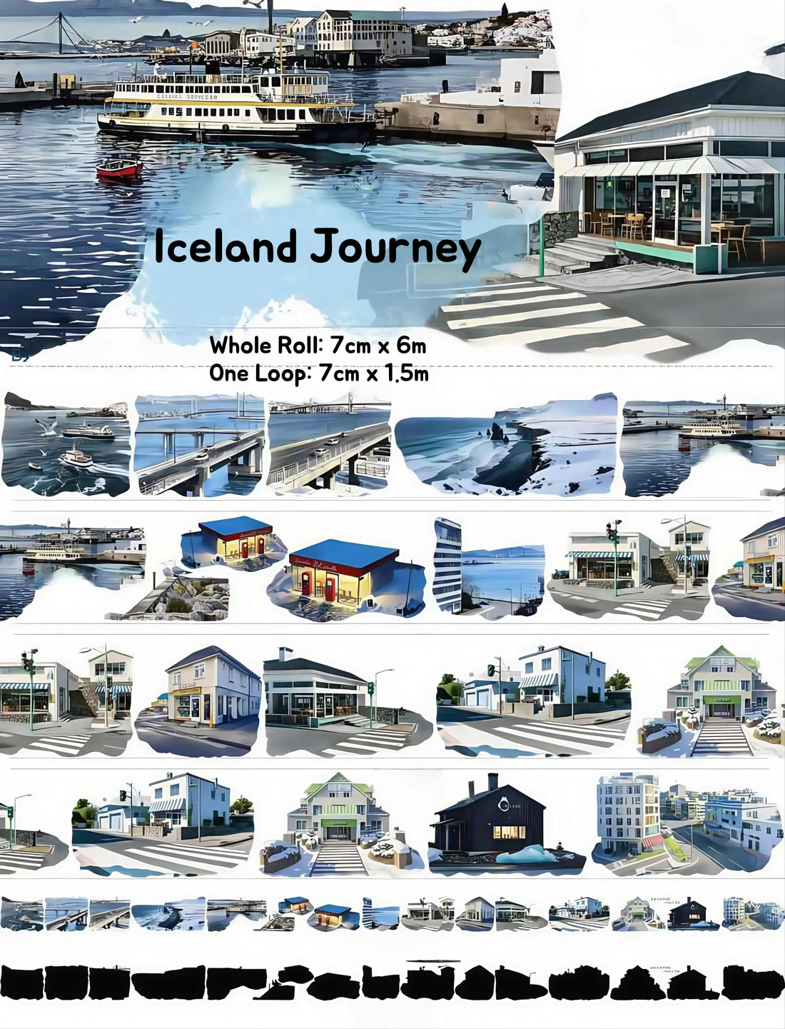 Iceland Scenery PET Tape Iceland Scenery PET Tape | Monochrome Landscape & Travel Tape