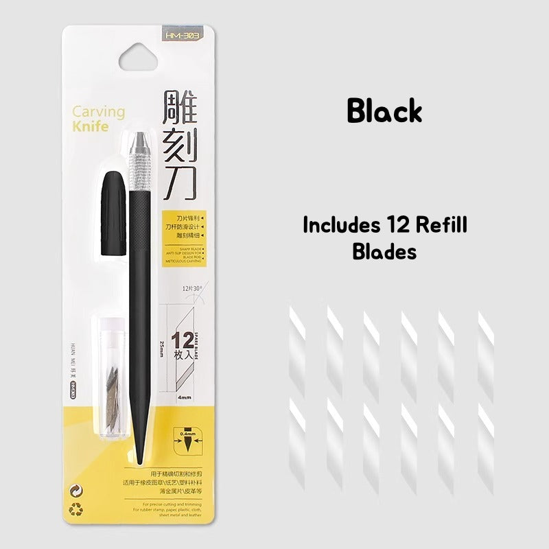 Colorful Exacto Craft Knife, Hobby Knife ColorWhirl Craft Knife | Precision Pen Cutter for Paper, Tape & Wood Carving – Includes 12 Blades