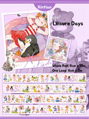 Charming XINTIAN People & Animals Tape showcasing colorful illustrations of cute characters and pets in everyday scenes.