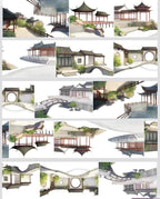 Classic Oriental Garden PET Tape Traditional Oriental Garden PET Tape | Ancient Architecture Washi Tape | Zen Courtyard Decorative Tape