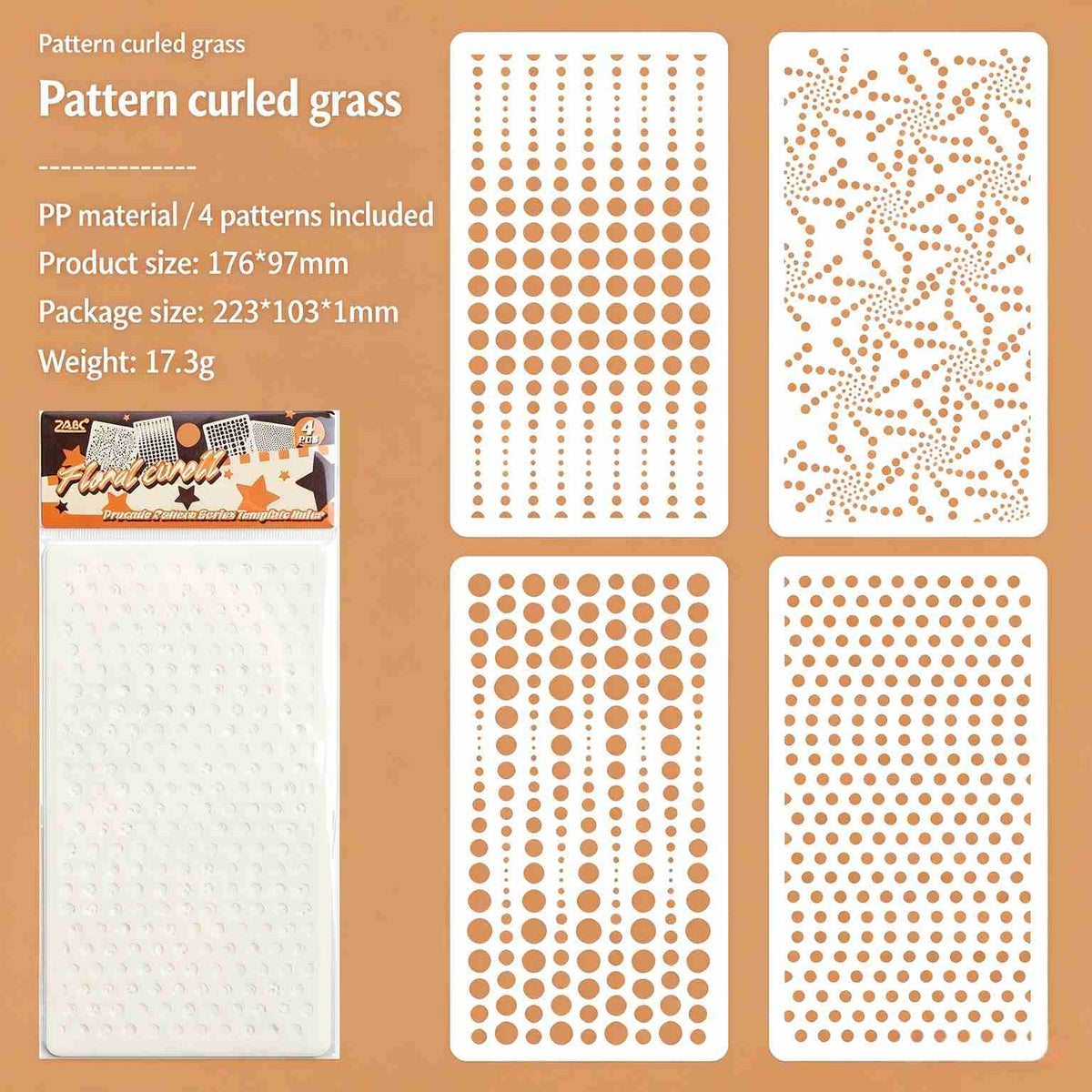 Pattern Curled Grass set: four texture stencils