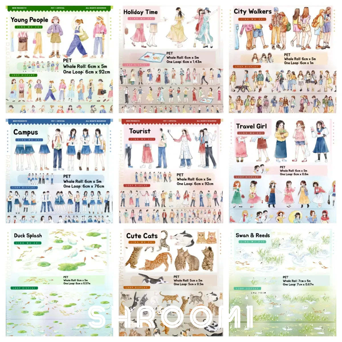 Characters & Companions - JINGWUZHI Characters & Companions PET Tape | People & Animal Stickers