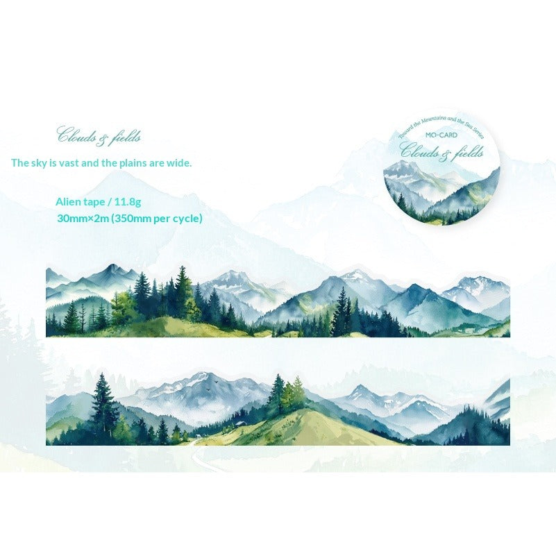 Mountain Landscape Washi Tape - Scenic Forest Hills | PET Journal Scene Building Decoration Roll