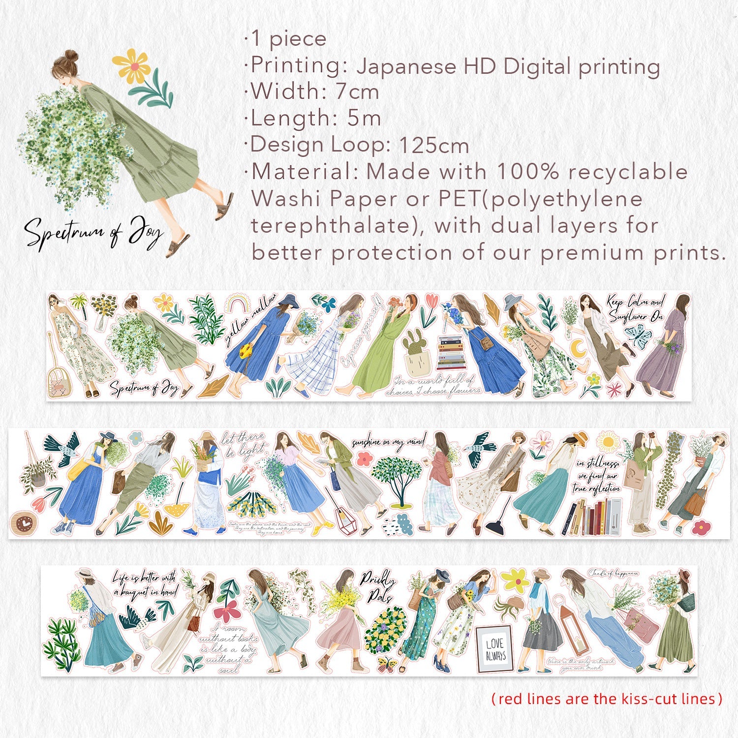 Pre-cut Velvet Voyage Wide Washi/PET Tape