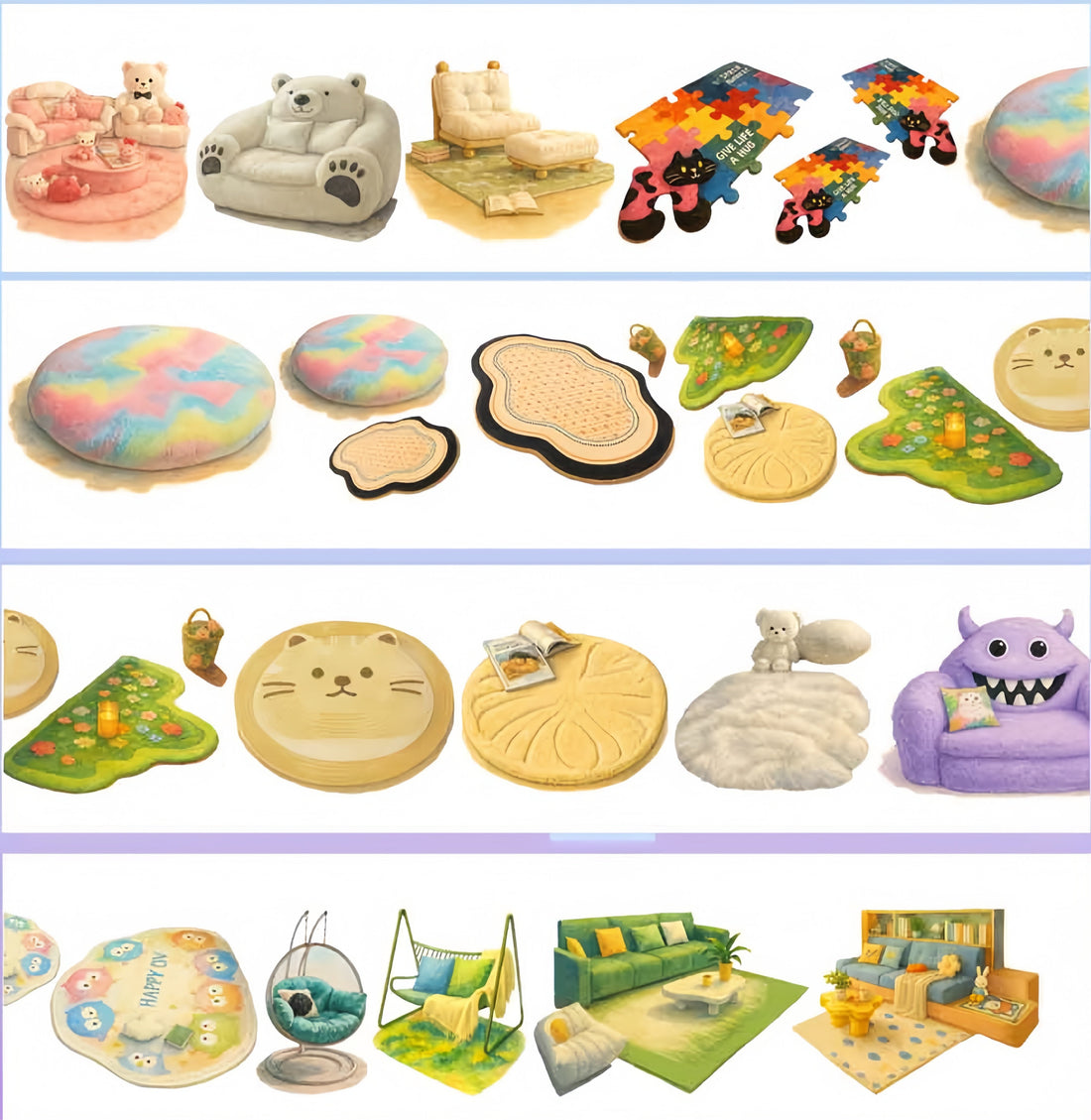 Lazy Carpet cozy interior PET tape design