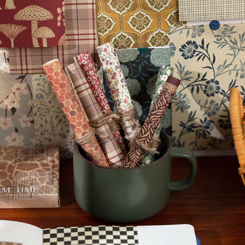 Close-up of vintage dot pattern scrapbooking paper design