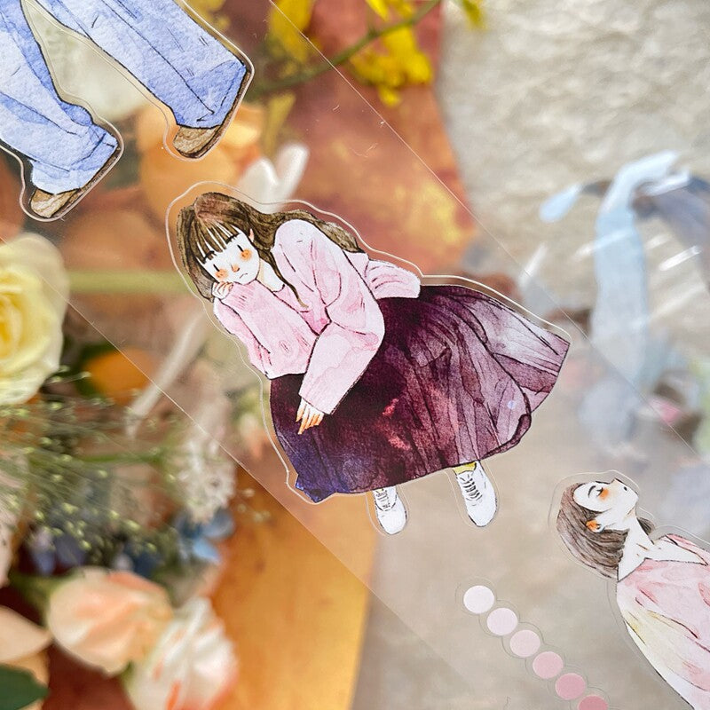 Quiet Moments PET Tape with calm illustrated girls