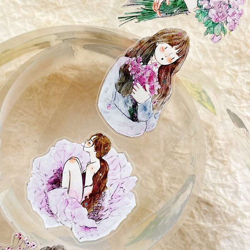 Floral Girls PET Tape with illustrated girls and flowers
