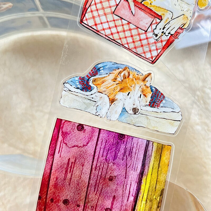 Dog-Themed PET Tape with illustrated dogs