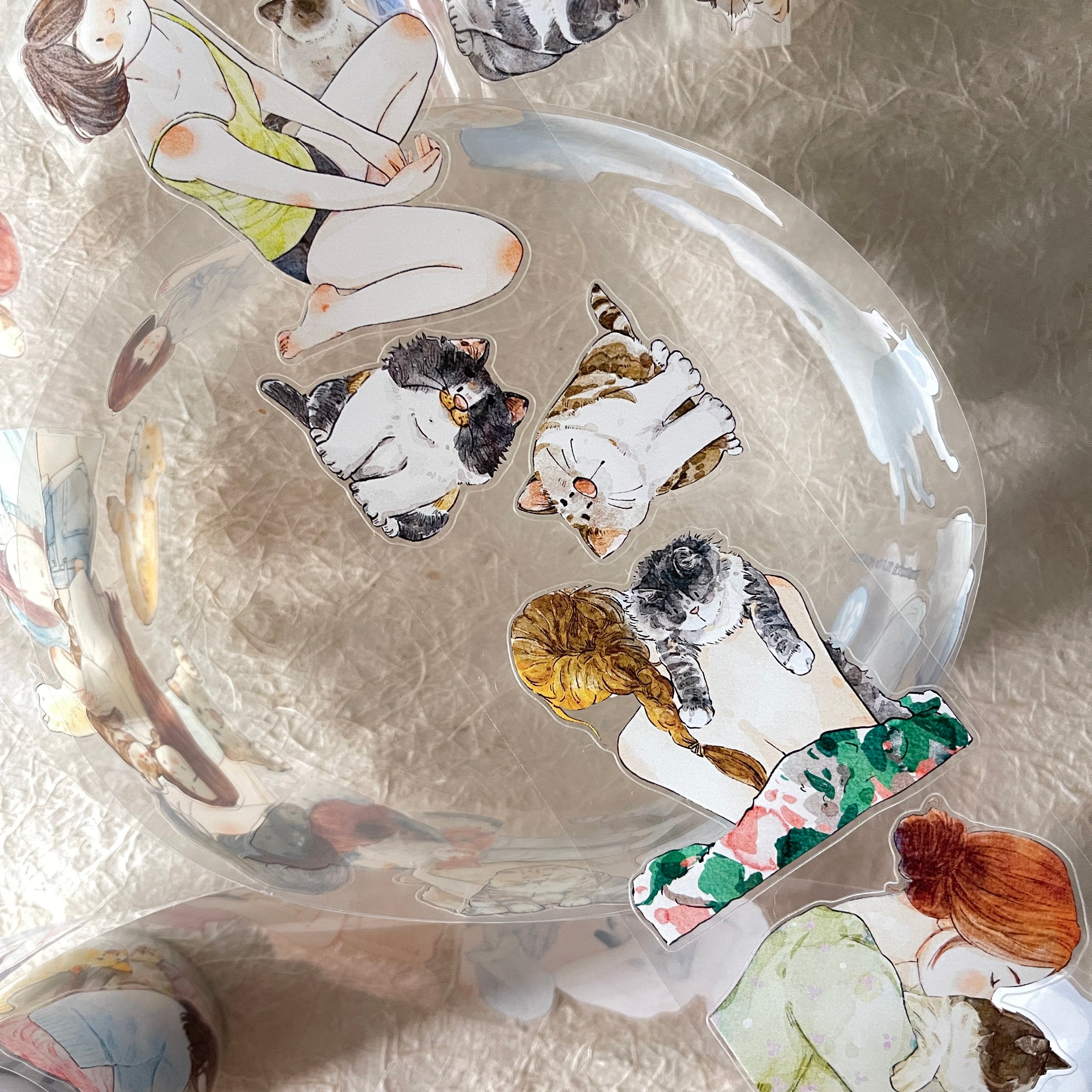 Girls and Cats PET Tape with illustrated girls and pet cats
