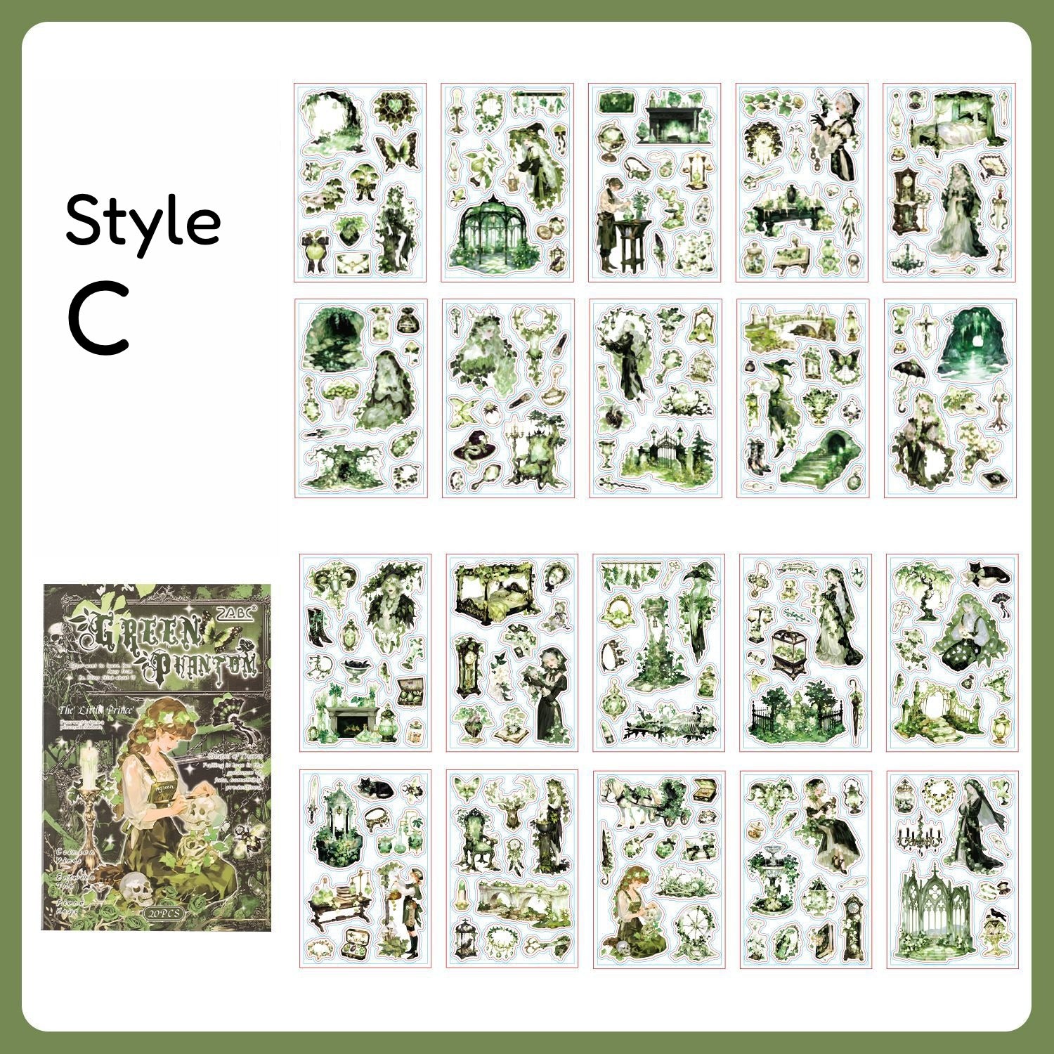 Thorn Chapel gothic PET sticker book with chapel windows, doorways, dark characters, skulls, and candles - image 7