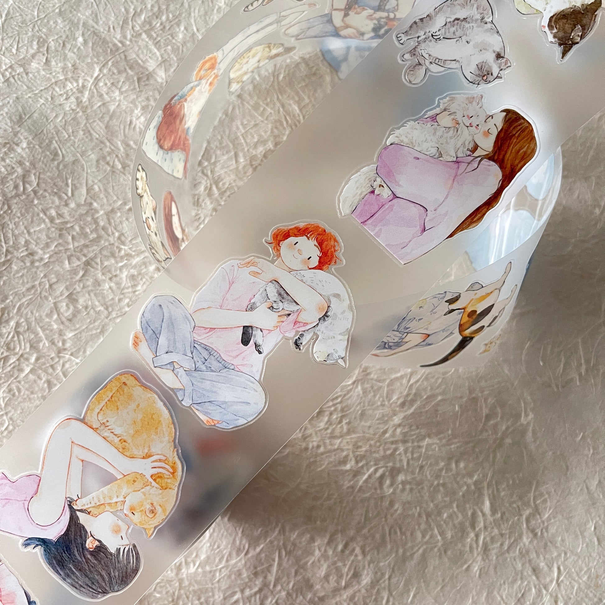 Girls and Cats PET Tape with illustrated girls and pet cats