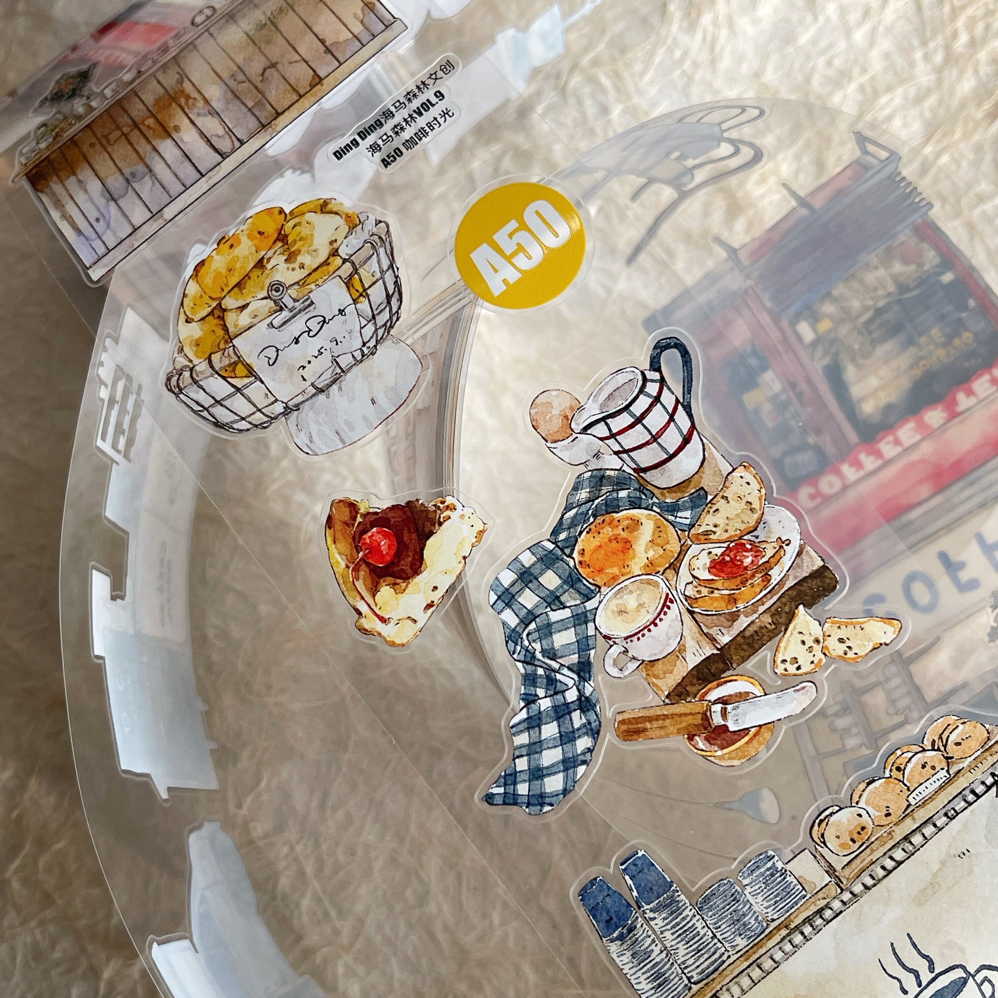 Coffee Time PET Tape with vintage coffee and typewriter illustrations