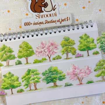 Spring Watercolor Trees PET Tape