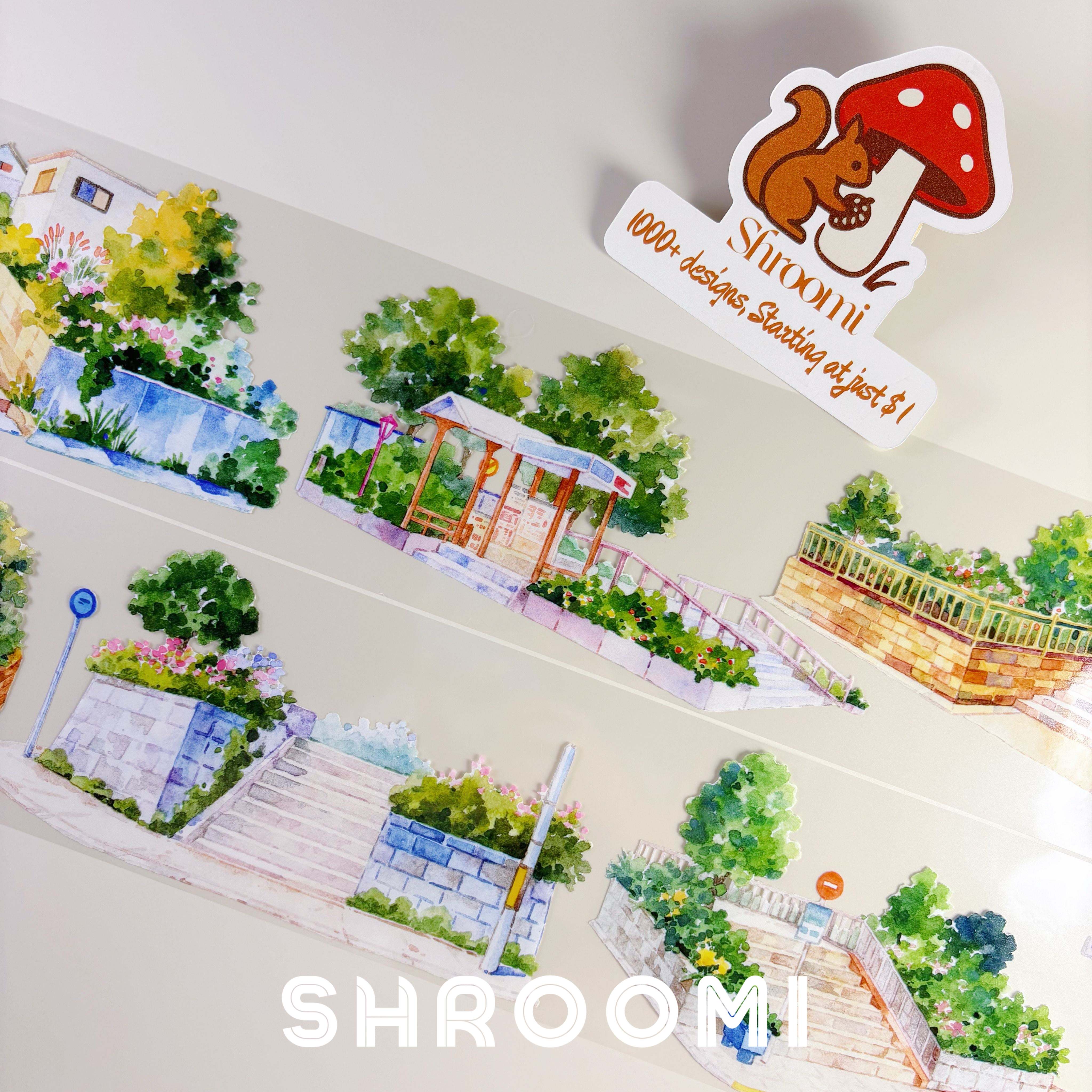 Stairway Garden PET Tape Charming Stairway Garden PET Tape | Decorative Greenery Steps Washi Tape | Aesthetic Urban Scenery Planner Tape