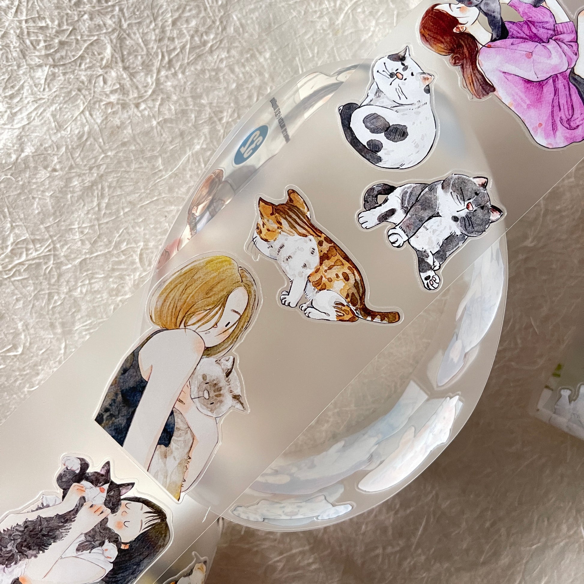 Girls and Cats PET Tape with illustrated girls and pet cats