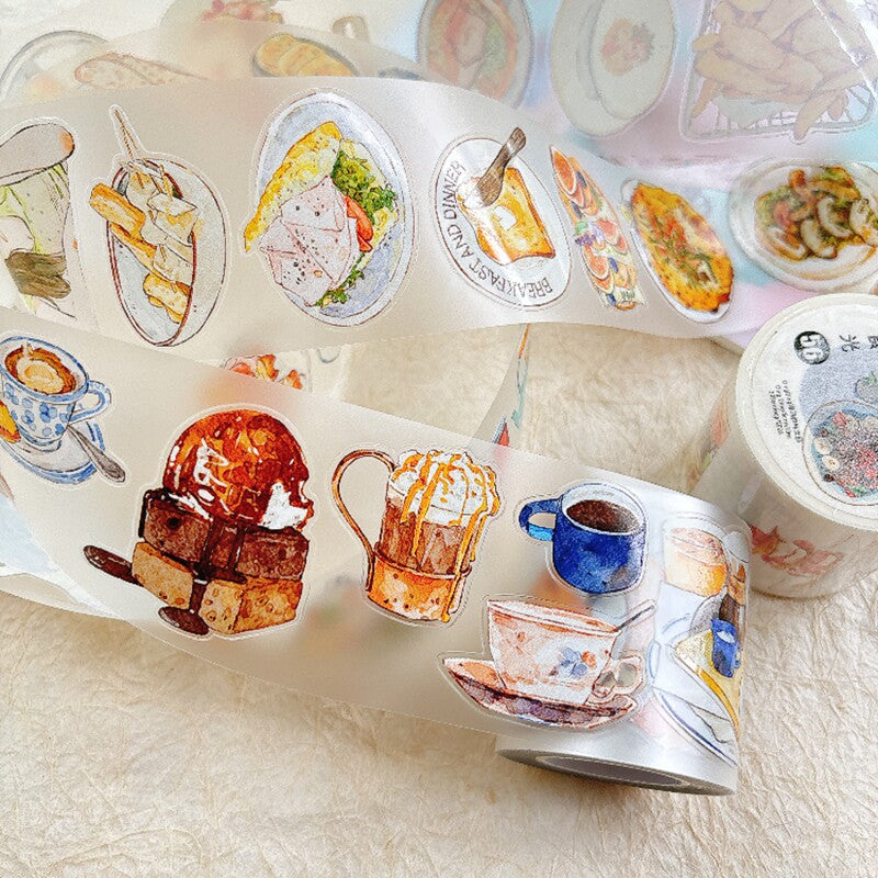 Food Moments PET Tape with illustrated food and everyday dining scenes