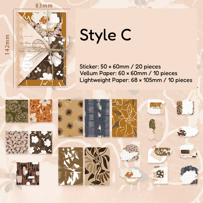 Dreamy floral sticker pack with soft flower and scenery designs