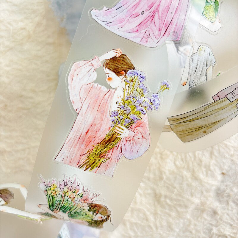 Floral Girls PET Tape with illustrated girls and flowers
