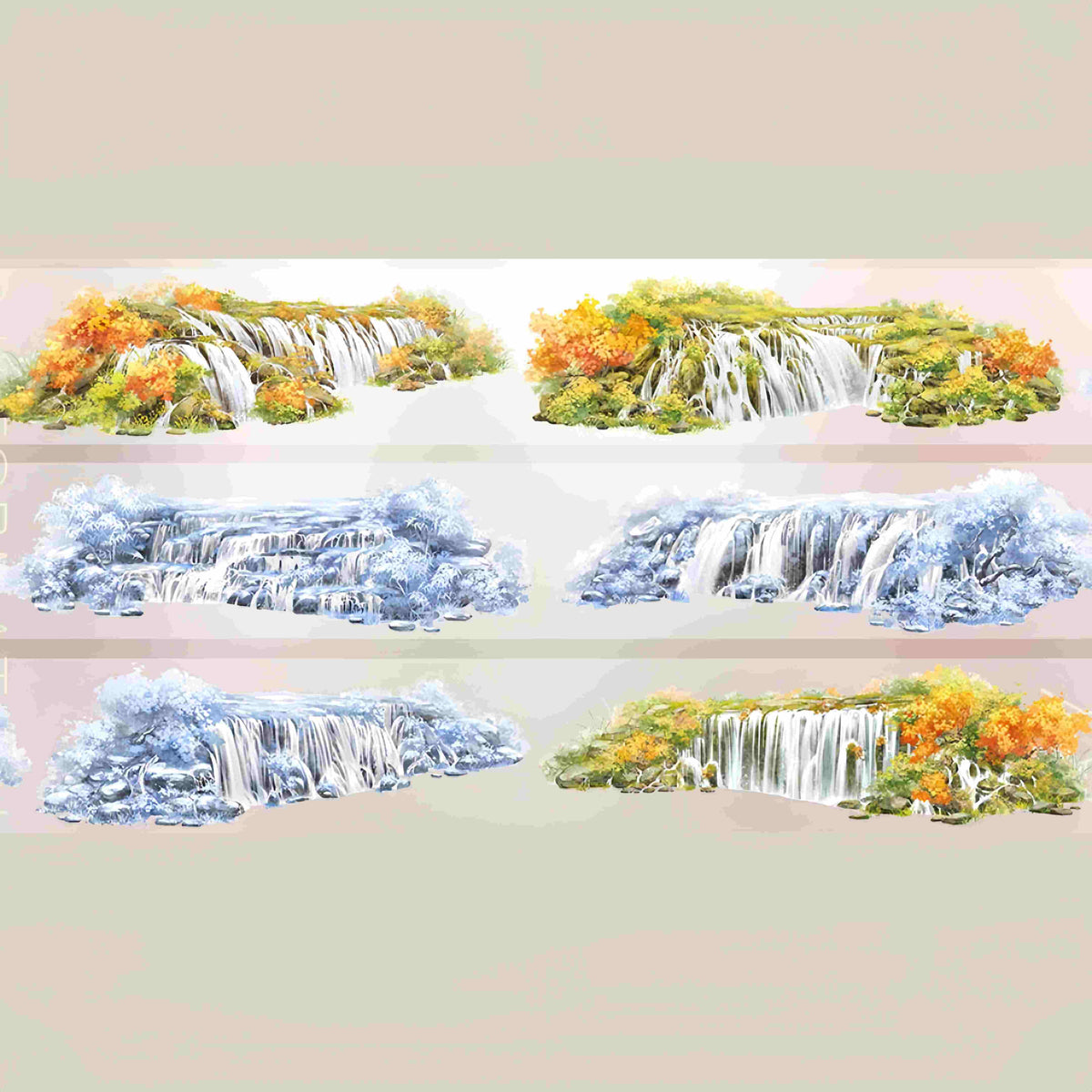 Design from the 10-piece Autumn Town & Garden Collection decorative tape, featuring an autumn townscape motif